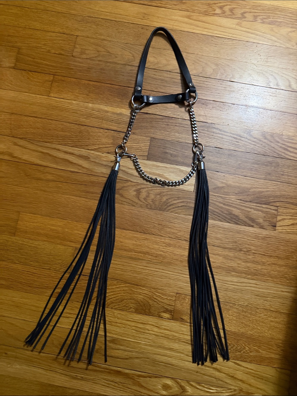 NWT Custom Black Leather & Chain Headpiece - Picture 12 of 12